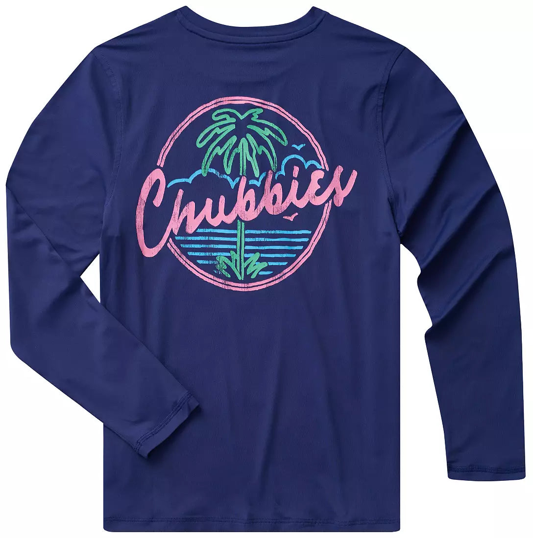 Chubbies Youth LS Sun Crew NIGHT NEVER SLEEPS NAVY