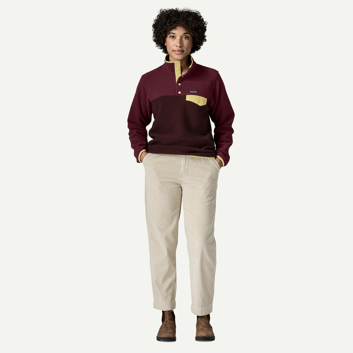 Patagonia W LW Synch Snap-T Fleece Pullover DEN BROWN