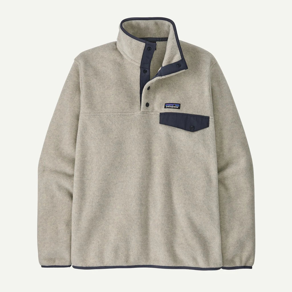 Patagonia M LW Synch Snap-T Fleece Pullover OATMEAL HEATHER w/ NEW NAVY