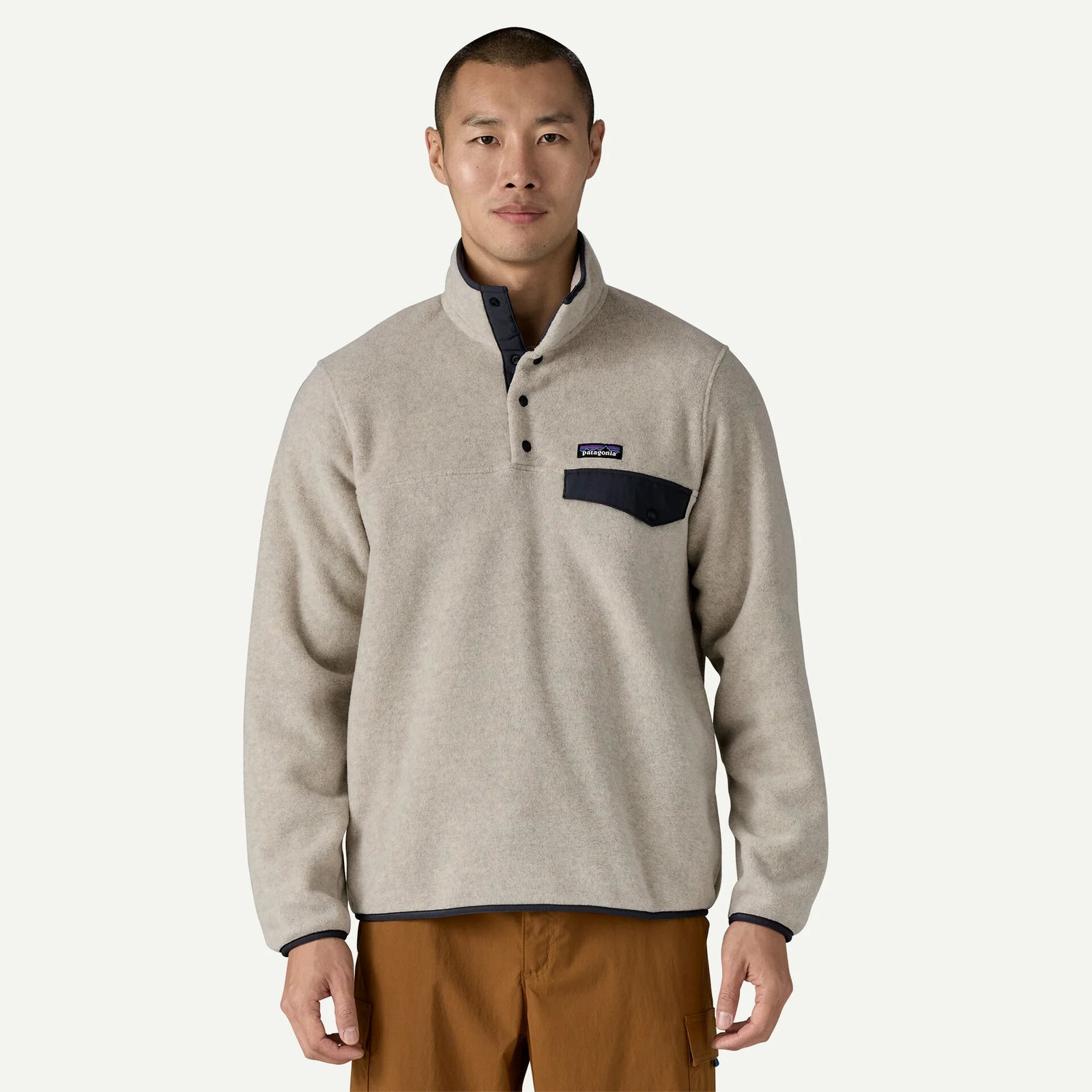 Patagonia M LW Synch Snap-T Pullover OATMEAL HEATHER / SMOLDER BLUE