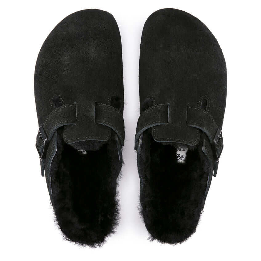 Birkenstock W Boston Shearling Suede BLACK - NARROW