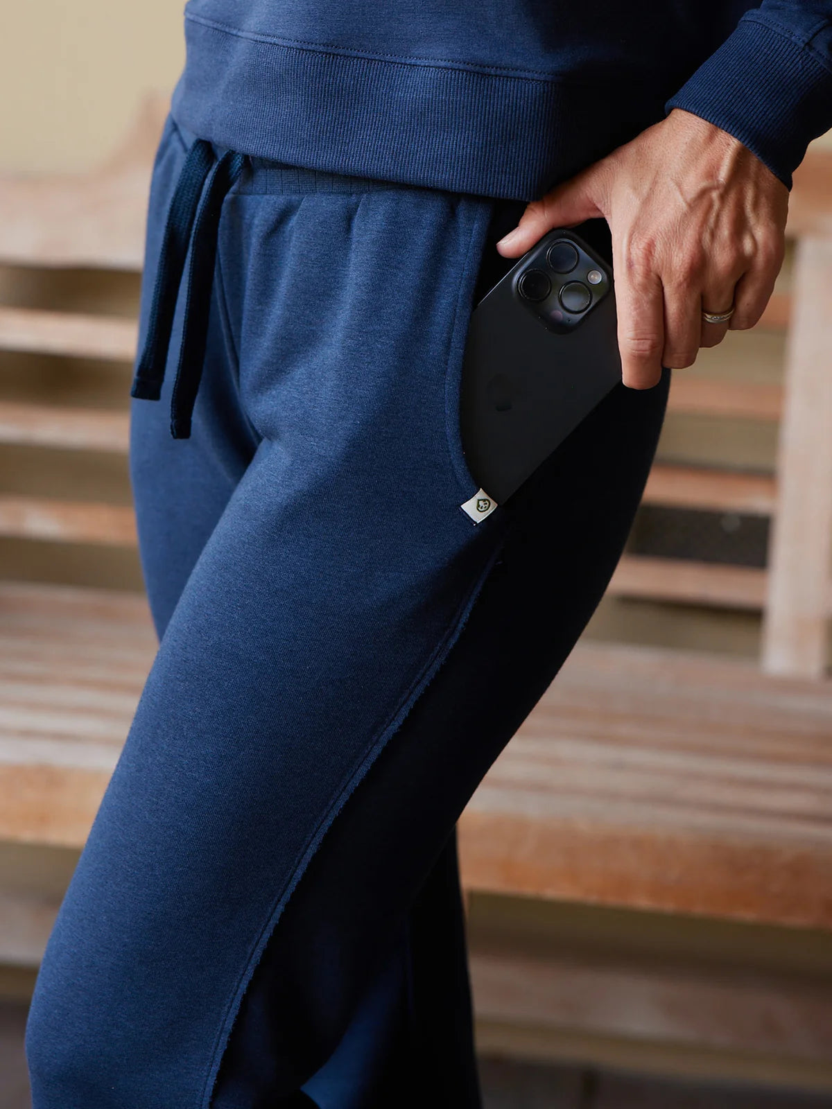 Tasc W Stadium French Terry Wide Leg Sweatpant CLASSIC NAVY