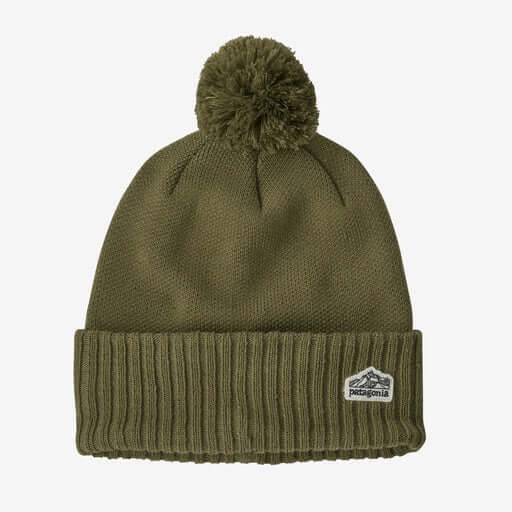 Patagonia Powder Town Beanie Line Logo Ridge Patch WYOMING GREEN