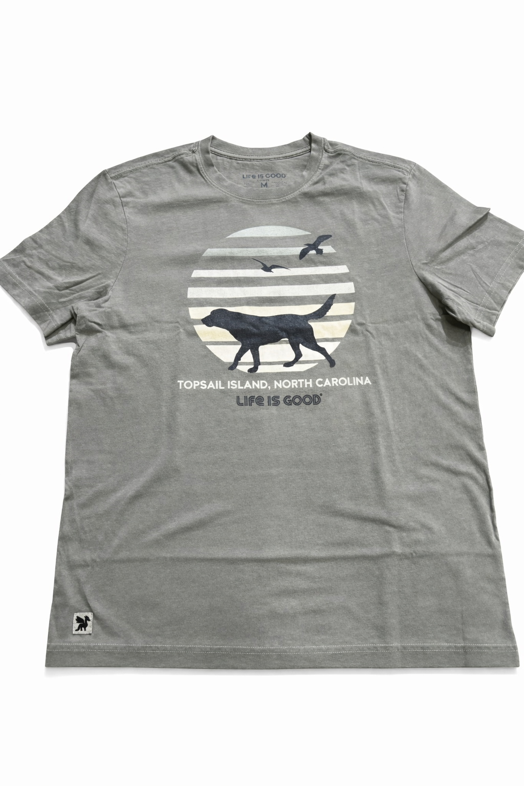 Life is Good M SS Crusher Retro Dog Tee Beach MOSS