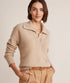 Vineyard Vines W Textured Rib Polo Sweater OATMEAL HEATHER