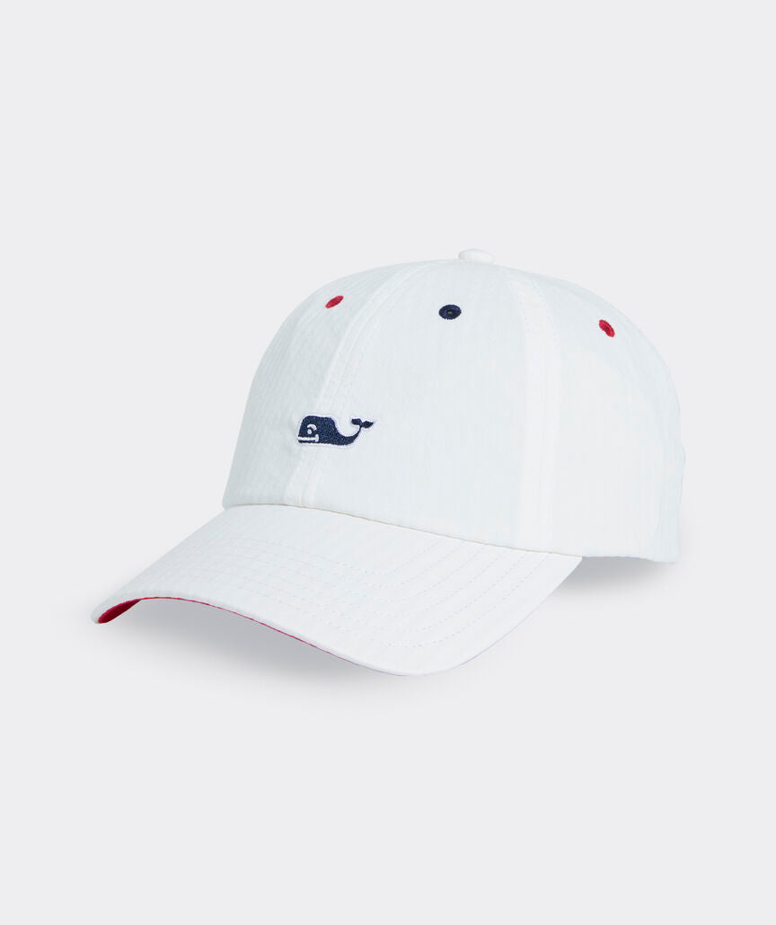 Vineyard Vines Harbor Seersucker Baseball Hat WHITE
