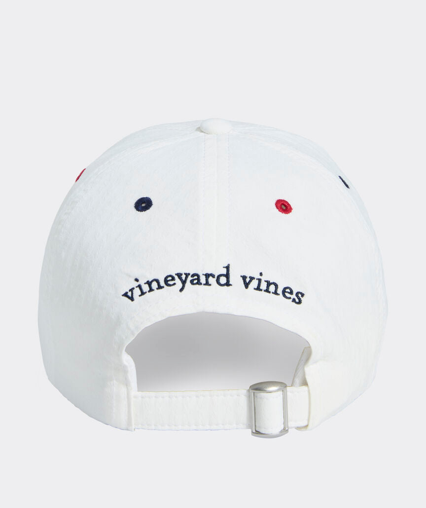 Vineyard Vines Harbor Seersucker Baseball Hat WHITE