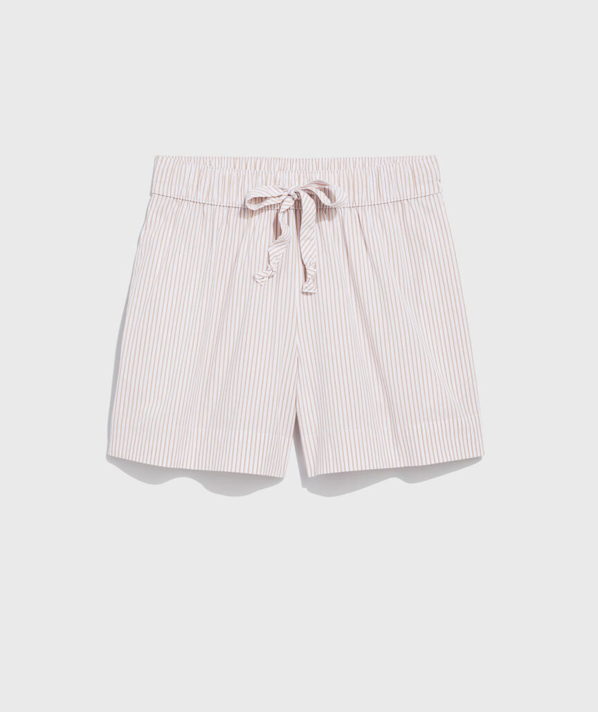 Vineyard Vines W Poplin Tie Waist Short STRIPE WHITE / CAPPUCINO