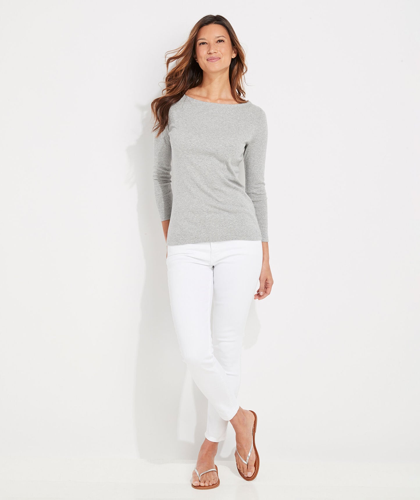 VV W Simple Boatneck Tee GRAY HEATHER