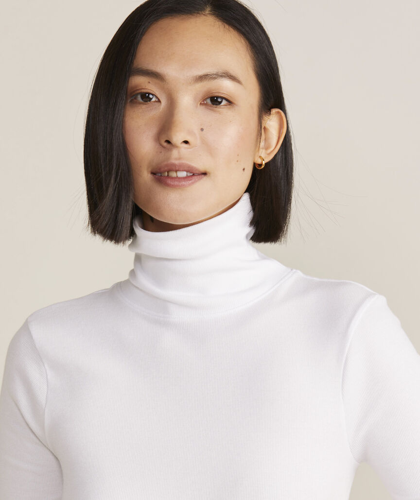 Vineyard Vines W Heritage Ribbed Turtleneck WHITE CAP