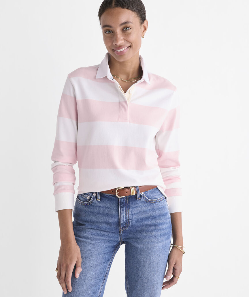 Vineyard Vines W LS Rugby Top PINK RUGBY STRIPE