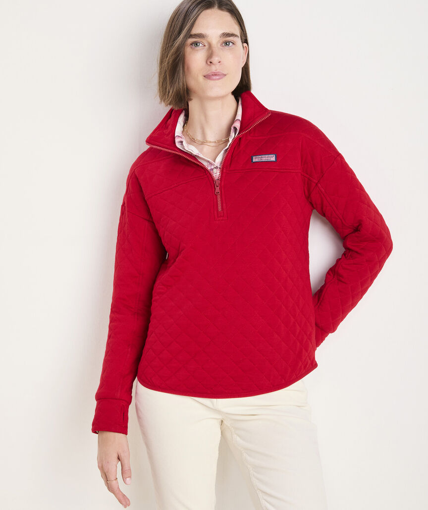 Vineyard Vines W Quilted Shep Shirt RED VELVET