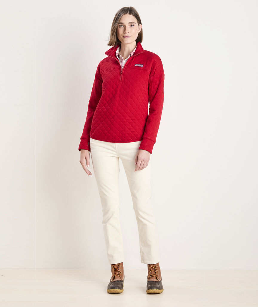 Vineyard Vines W Quilted Shep Shirt RED VELVET