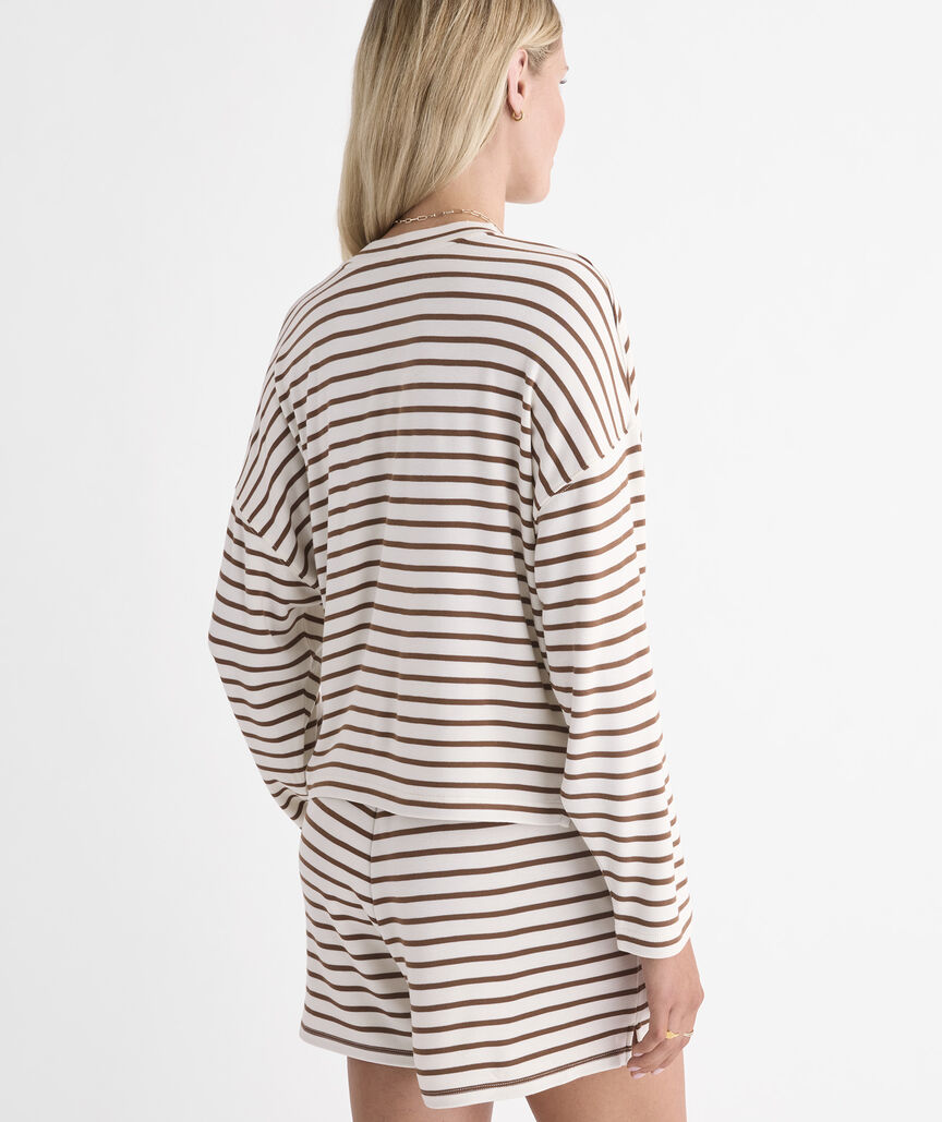 Vineyard Vines W LS Knit Jersey Crew WHITE CAP / COCONUT