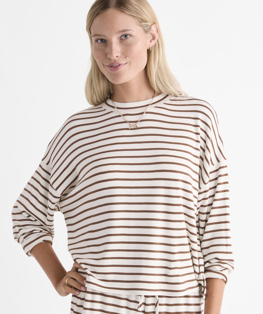 Vineyard Vines W LS Knit Jersey Crew WHITE CAP / COCONUT