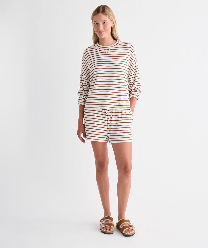 Vineyard Vines W LS Knit Jersey Crew WHITE CAP / COCONUT
