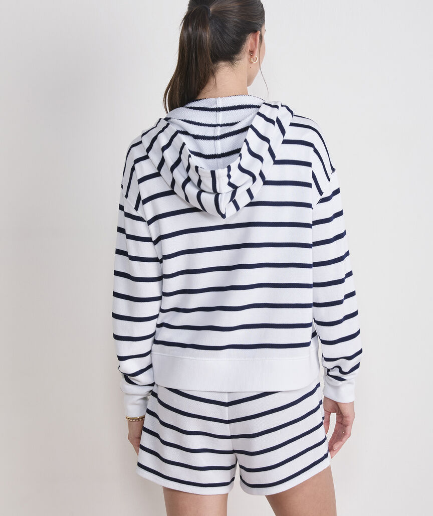 Vineyard Vines W Terry Hoodie SURF STRIPE WHITE