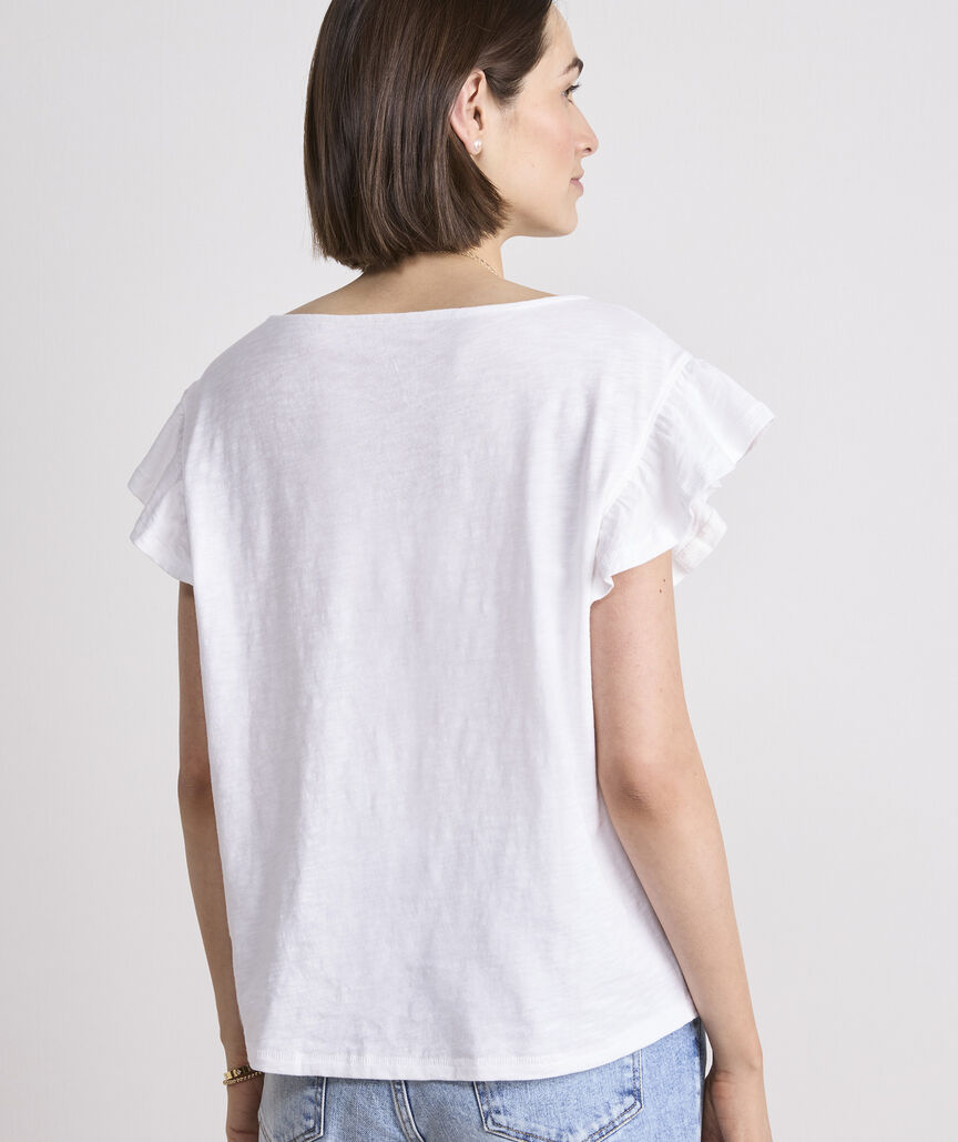 Vineyard Vines W Flutter Sleeve Tee WHITE