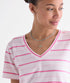 Vineyard Vines W SS Supima Jersey V-Neck Tee STRIPE BAHAMA BREEZE