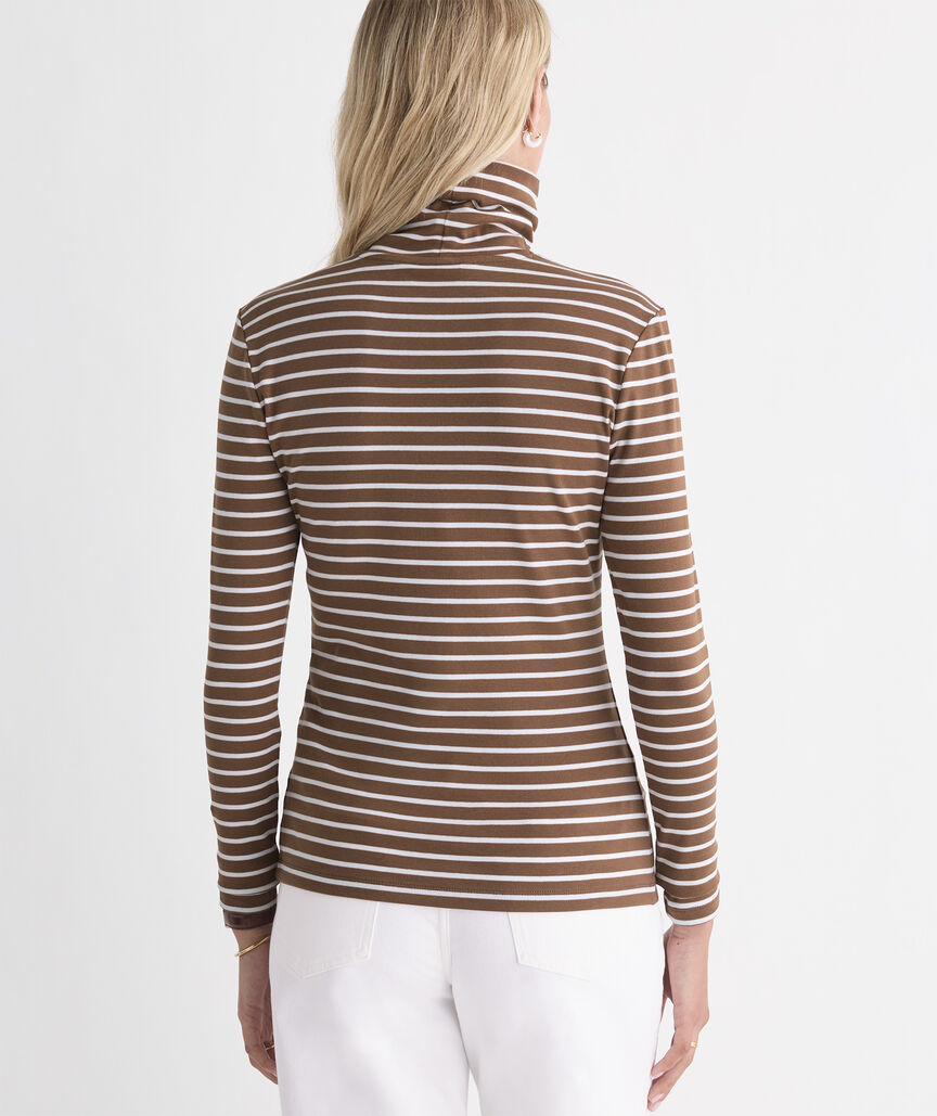 Vineyard Vines W Rib Turtleneck COCONUT STRIPE