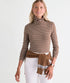 Vineyard Vines W Rib Turtleneck COCONUT STRIPE