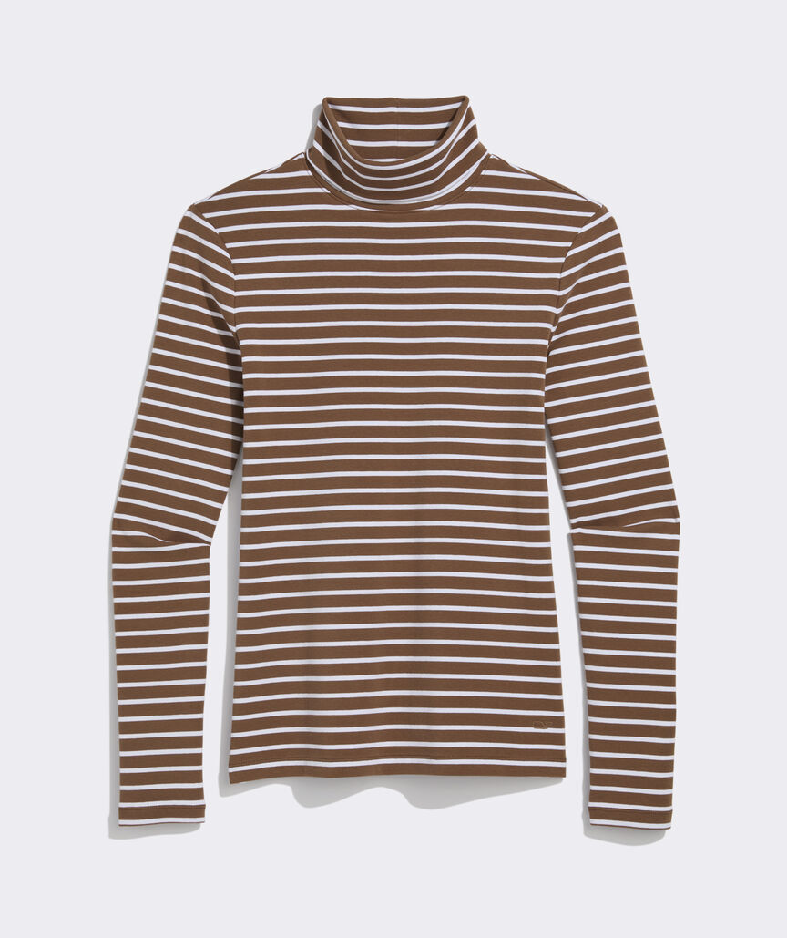 Vineyard Vines W Rib Turtleneck COCONUT STRIPE