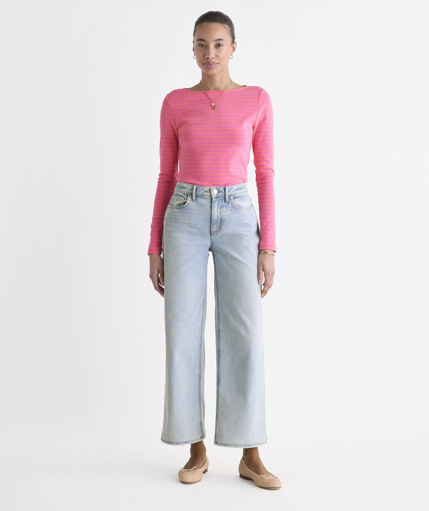 Vineyard Vines W LS Simple Boatneck Tee BAHAMA BREEZE