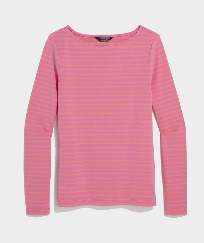 Vineyard Vines W LS Simple Boatneck Tee BAHAMA BREEZE