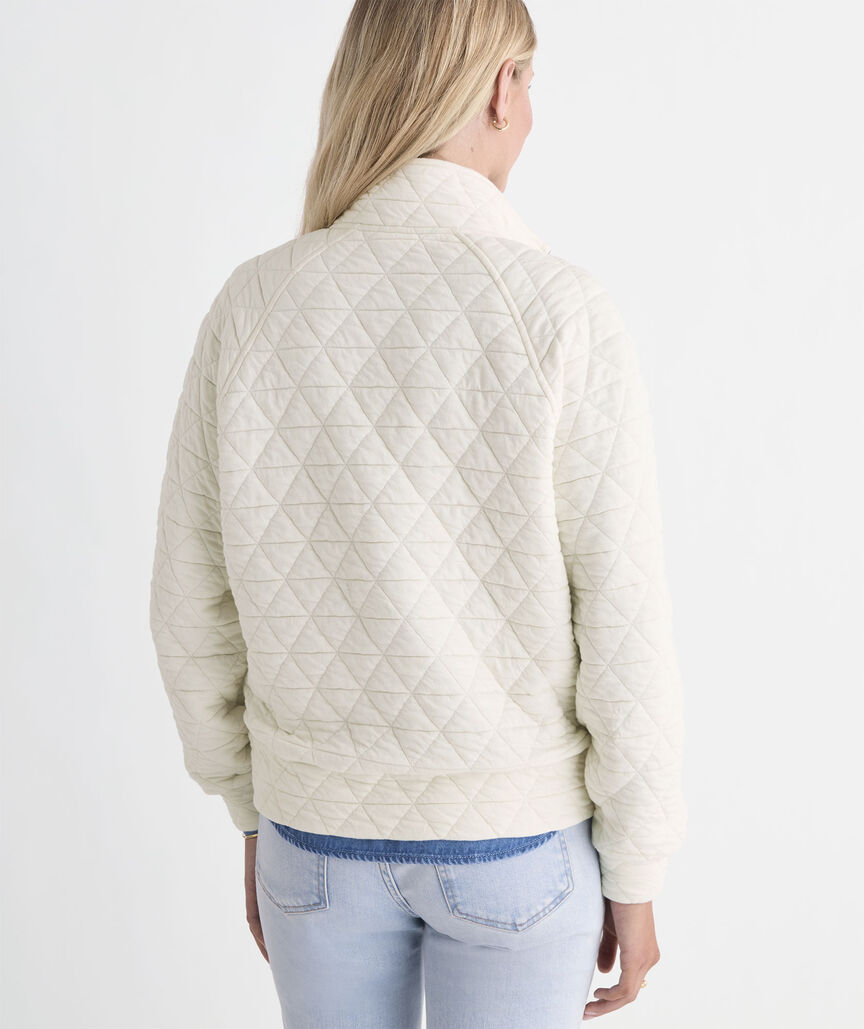 Vineyard Vines W Quilted 1/2 Zip Shirt MARSHMALLOW