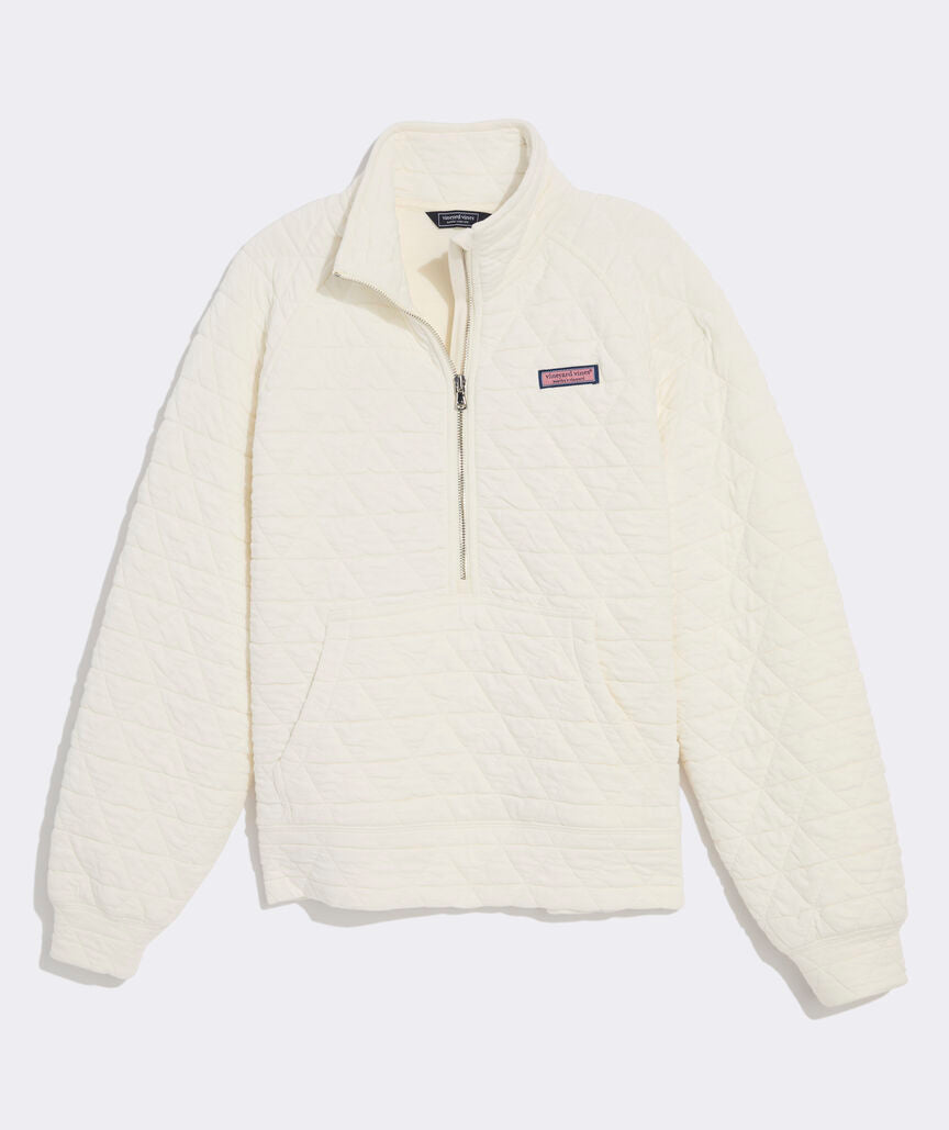 Vineyard Vines W Quilted 1/2 Zip Shirt MARSHMALLOW