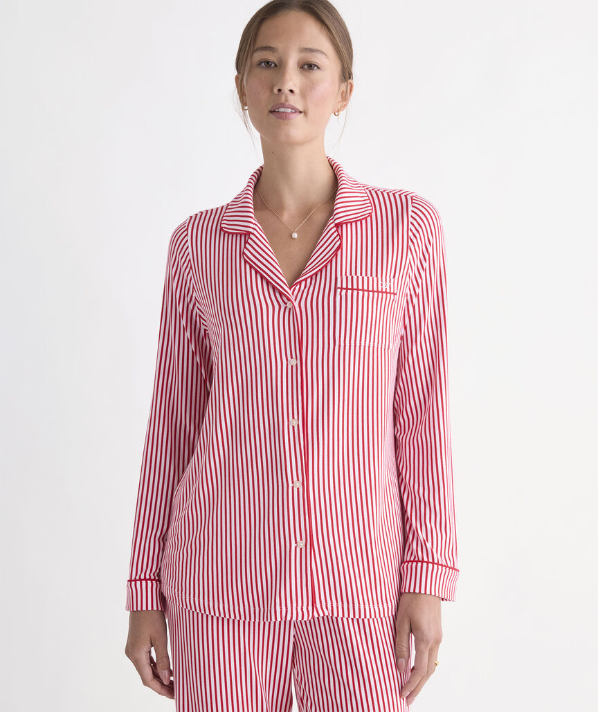 Vineyard Vines W LS Modal Sleep Set RED VELVET STRIPE