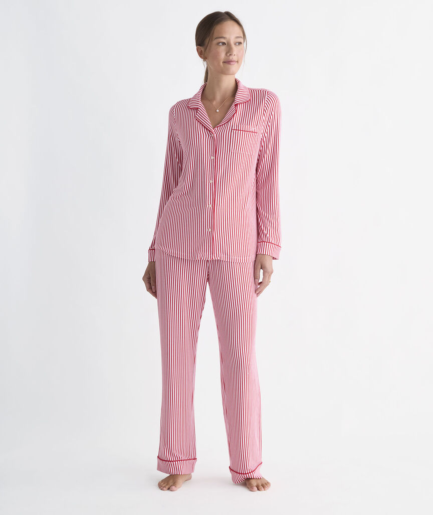 Vineyard Vines W LS Modal Sleep Set RED VELVET STRIPE