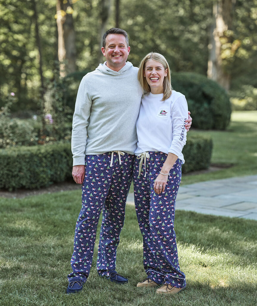 Vineyard Vines M Flannel Lounge Pant SANTA WHALE NAVY