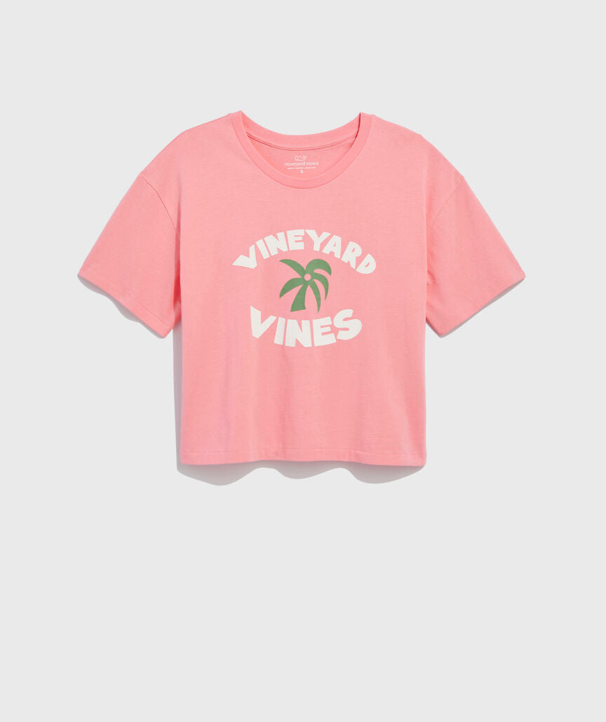 Vineyard Vines W SS Palm Tree Crop Tee CAYMAN