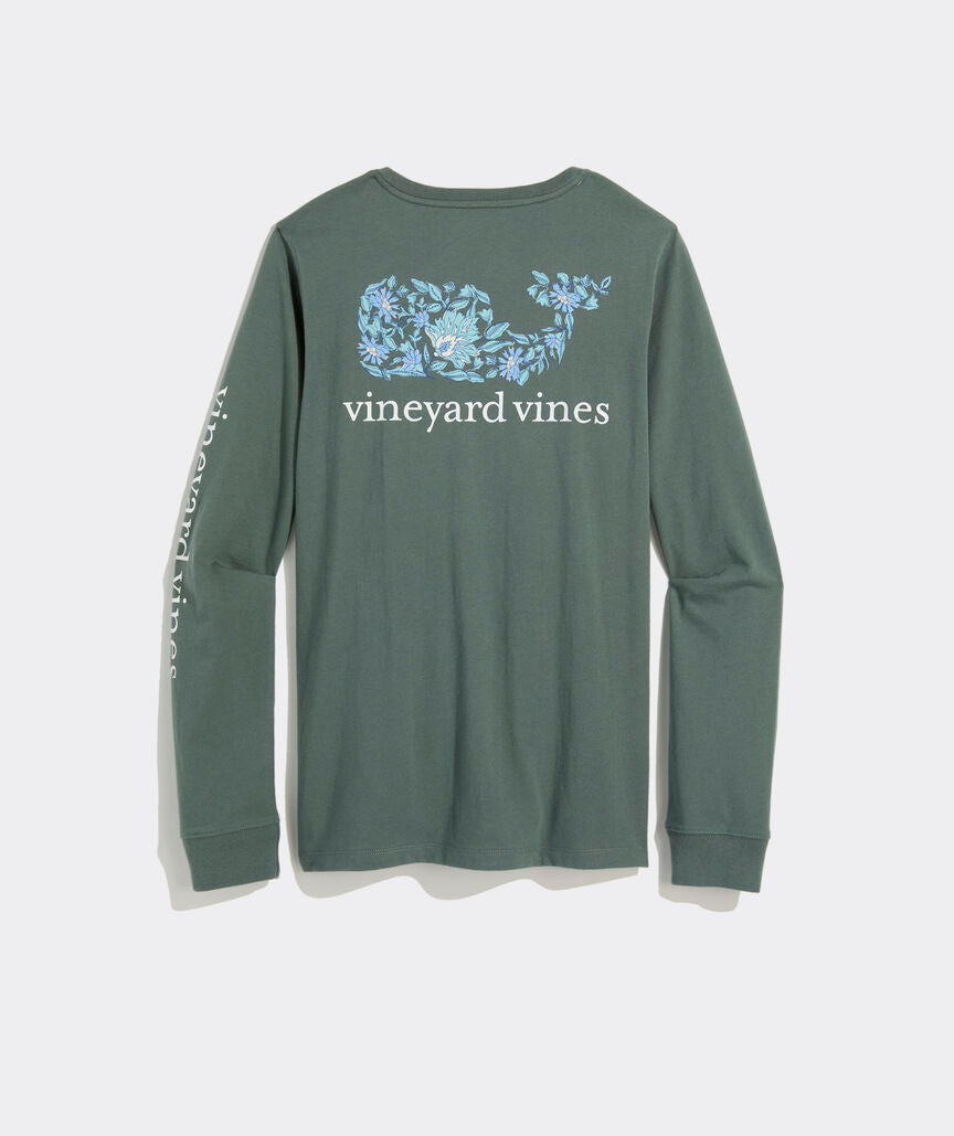 Vineyard Vines W LS Floral Pocket Tee BALSAM