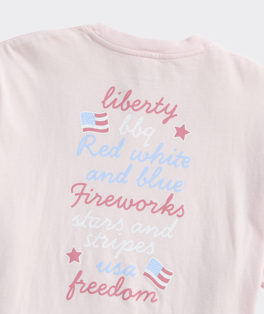 Vineyard Vines W SS USA Freedom Crop Tee PINK DRINK