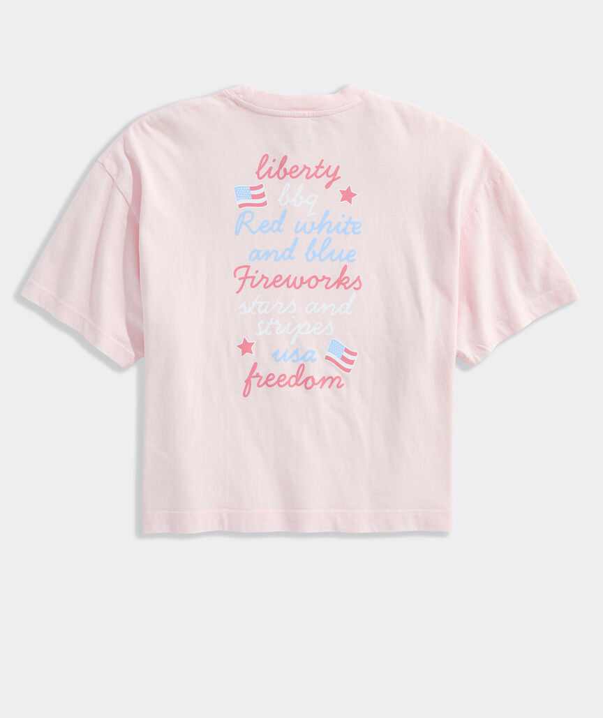 Vineyard Vines W SS USA Freedom Crop Tee PINK DRINK