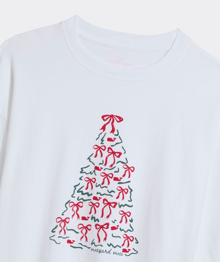 Vineyard Vines W LS Bow Tree Boxy Tee WHITE CAP