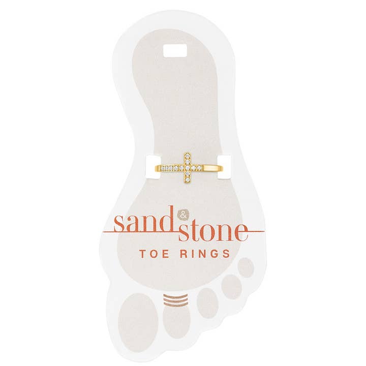 Sand & Stone Toe Ring GOLD CZ CROSS