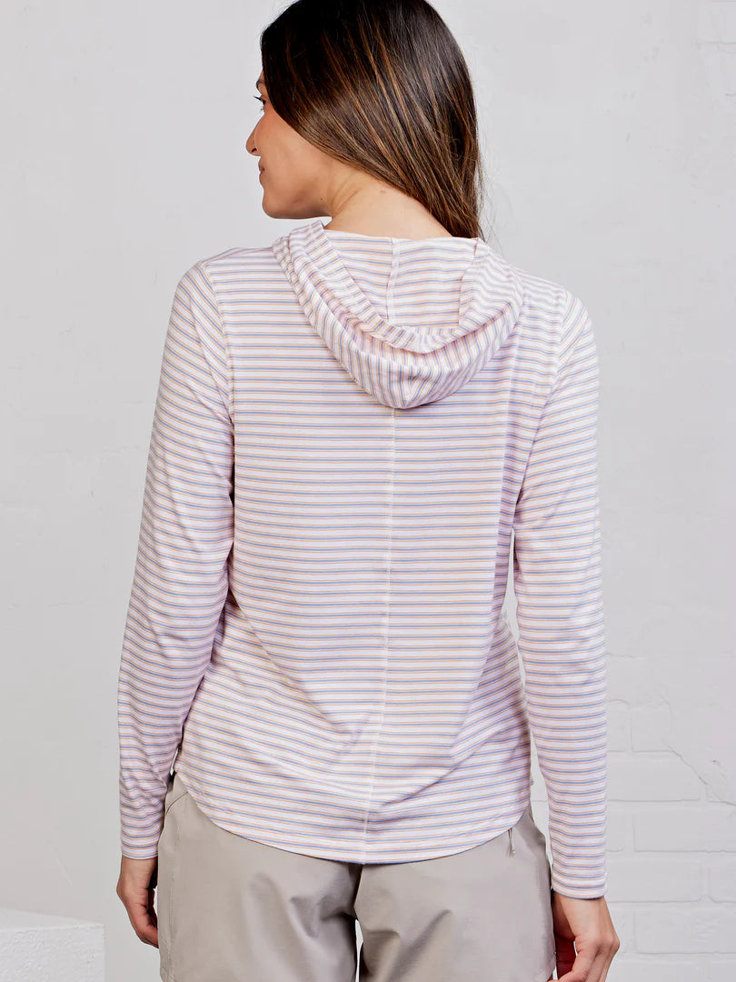 Tasc W Recess Stripe Hoodie WHITE / HERITAGE BLUE / PAPAYA