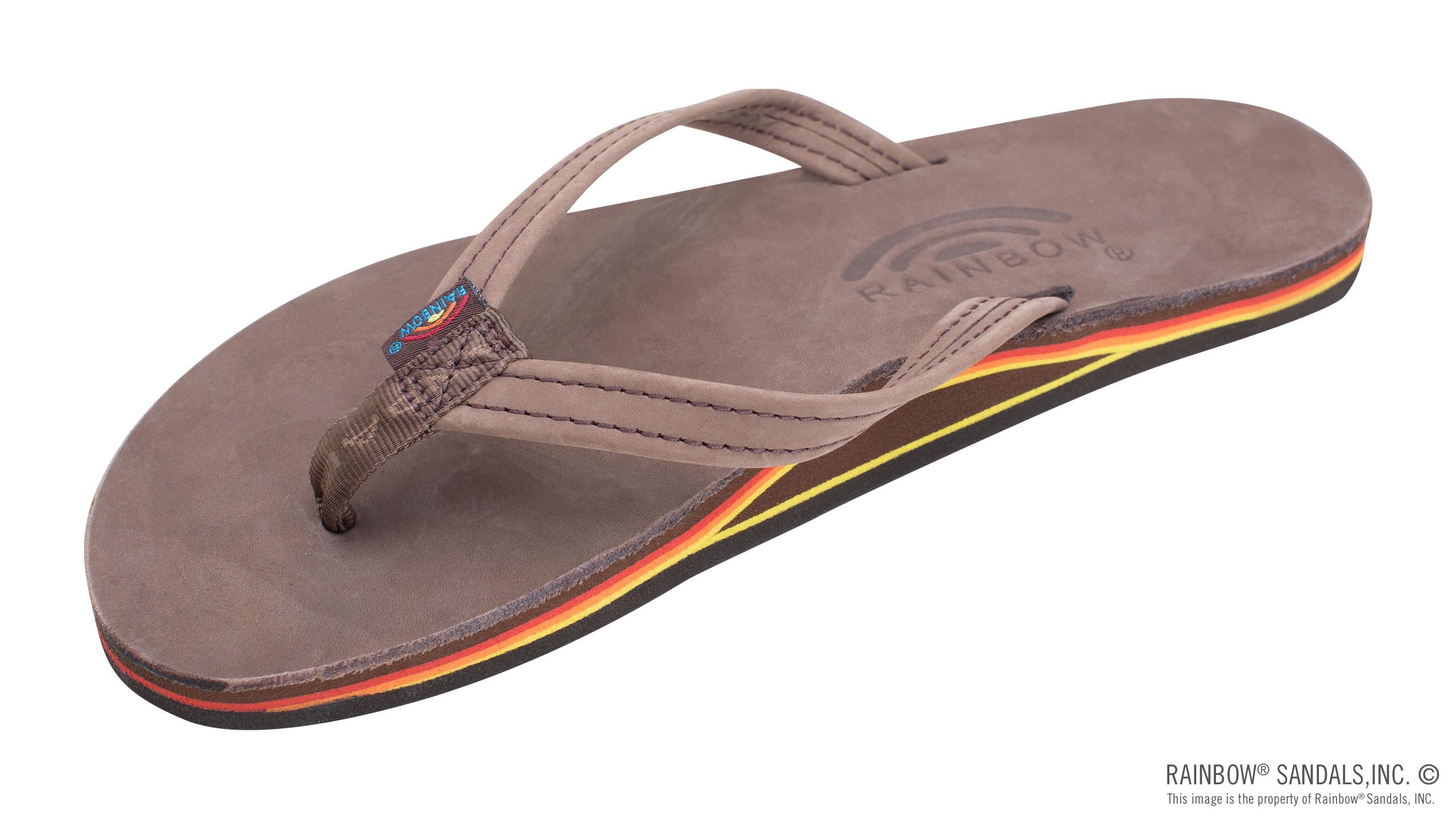 Rainbow W Premier Leather Narrow Strap EXPRESSO / RED / ORANGE / YELLOW