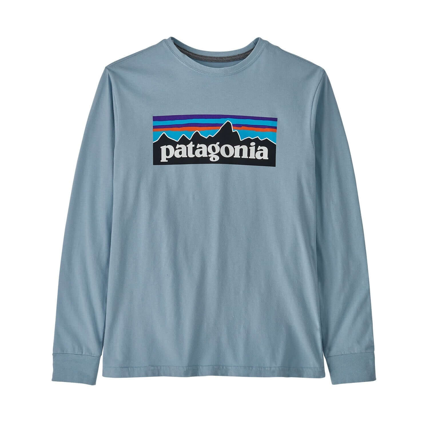 Patagonia Kid's LS Regenerative P-6 Logo Tee STEAM BLUE