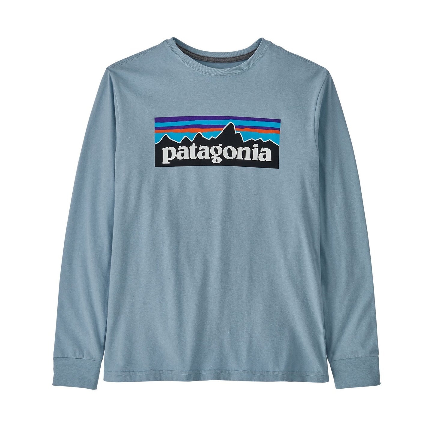 Patagonia K LS Regenerative P-6 Logo Tee STEAM BLUE