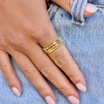 Pura Vida Neon Seed Bead Stretch Ring MULTI