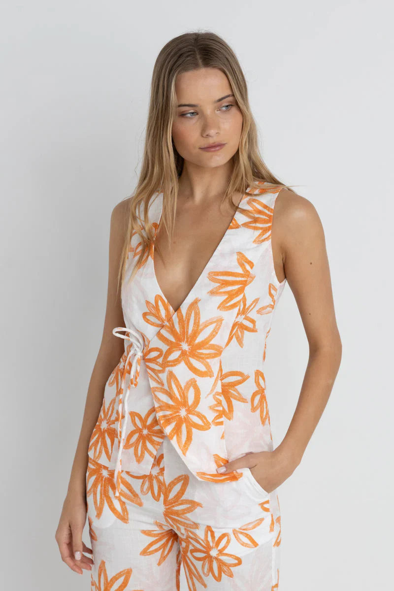 Rhythm W Sanctuary Floral Vest WHITE/ORANGE