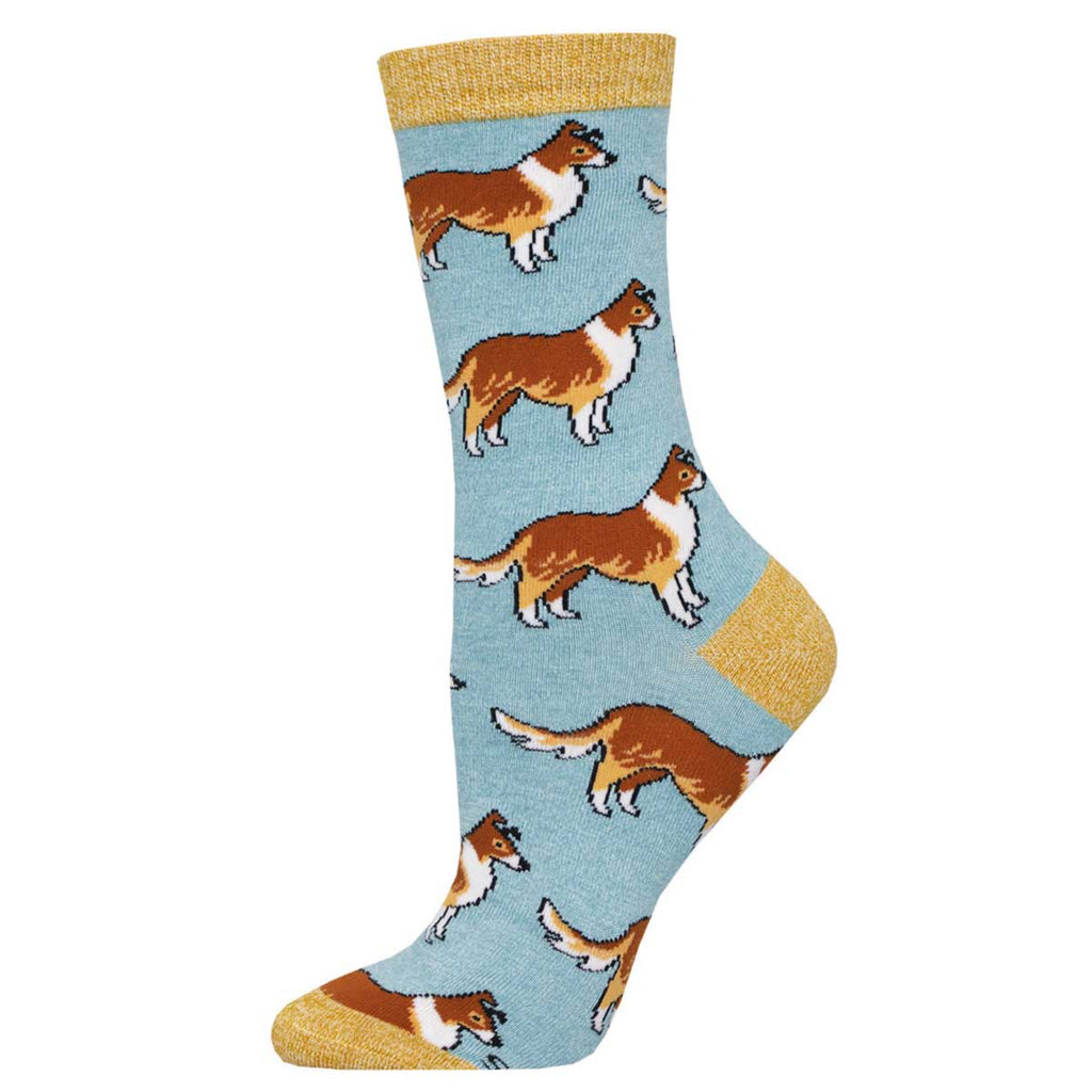 Socksmith W Bamboo Crew Collies BLUE HEATHER