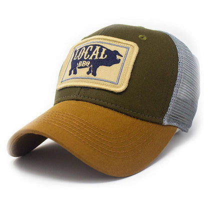 State Legacy Revival Co Trucker Hat Local BBQ Pig OLIVE
