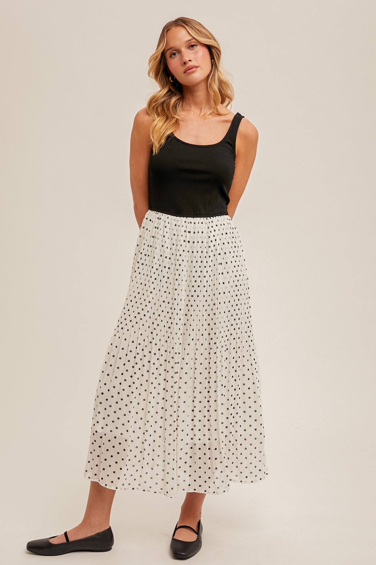 Hem & Thread W Polka Dot Midi Dress ECRU
