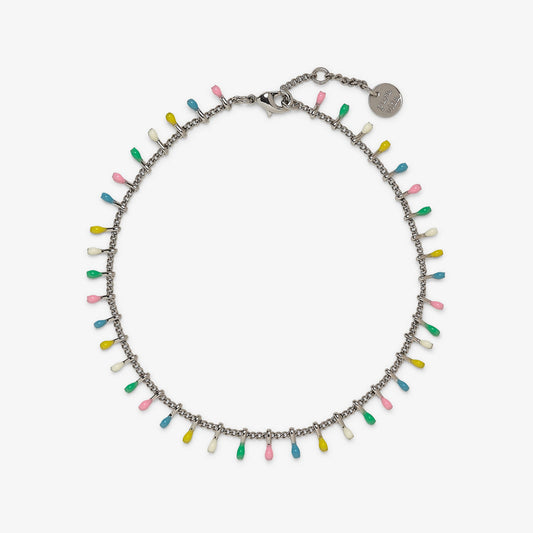 Pura Vida Enamel Chain Droplet Anklet SILVER