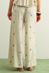 Miou Muse W Embroidered Gauze Wide Leg Pant BEIGE